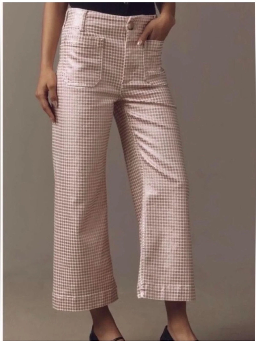 Anthropologie Maeve Colette Wide-Leg Cropped Metallic Polka Dot Pants